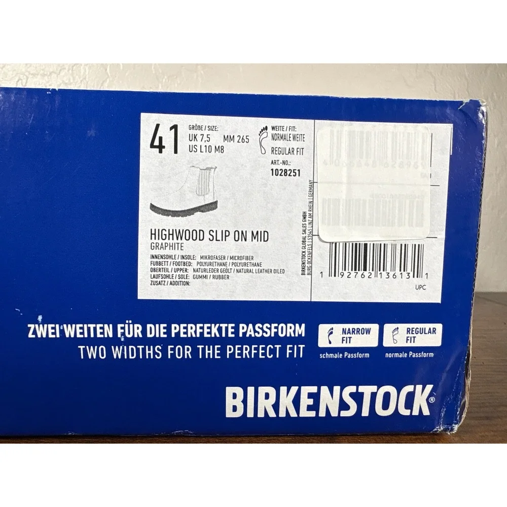 Birkenstock Highwood Slip On Mid Graphite Gray Oiled Leather Boots 41 Regular